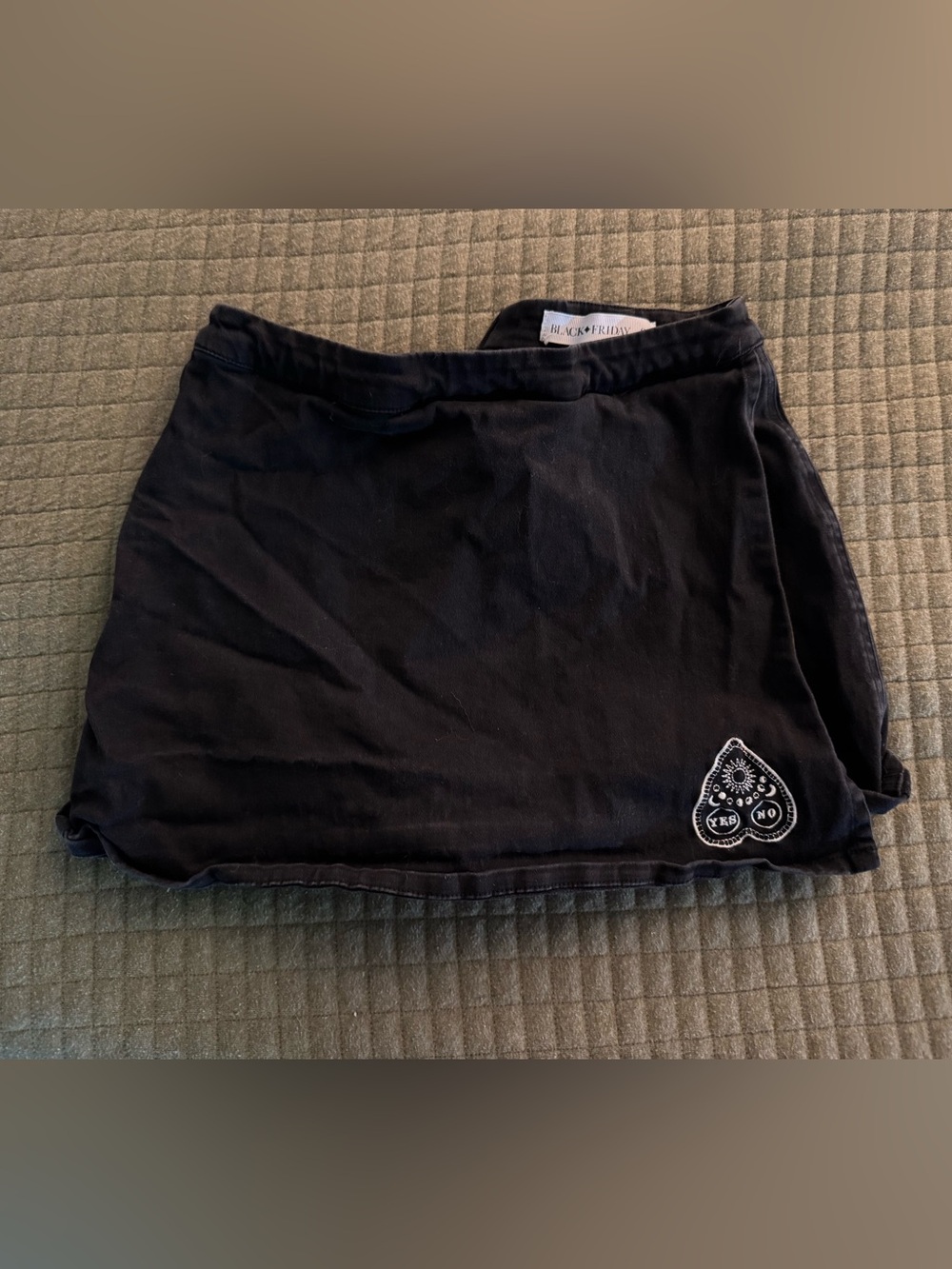 DOLLSKILL black Mini skort with Embroidered Ouji Patch